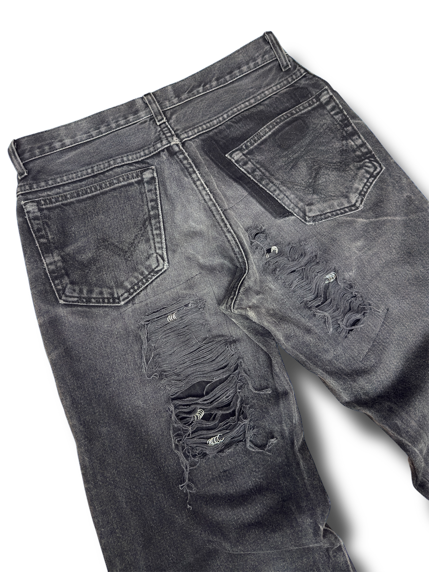 Black Pierced Flared Denim