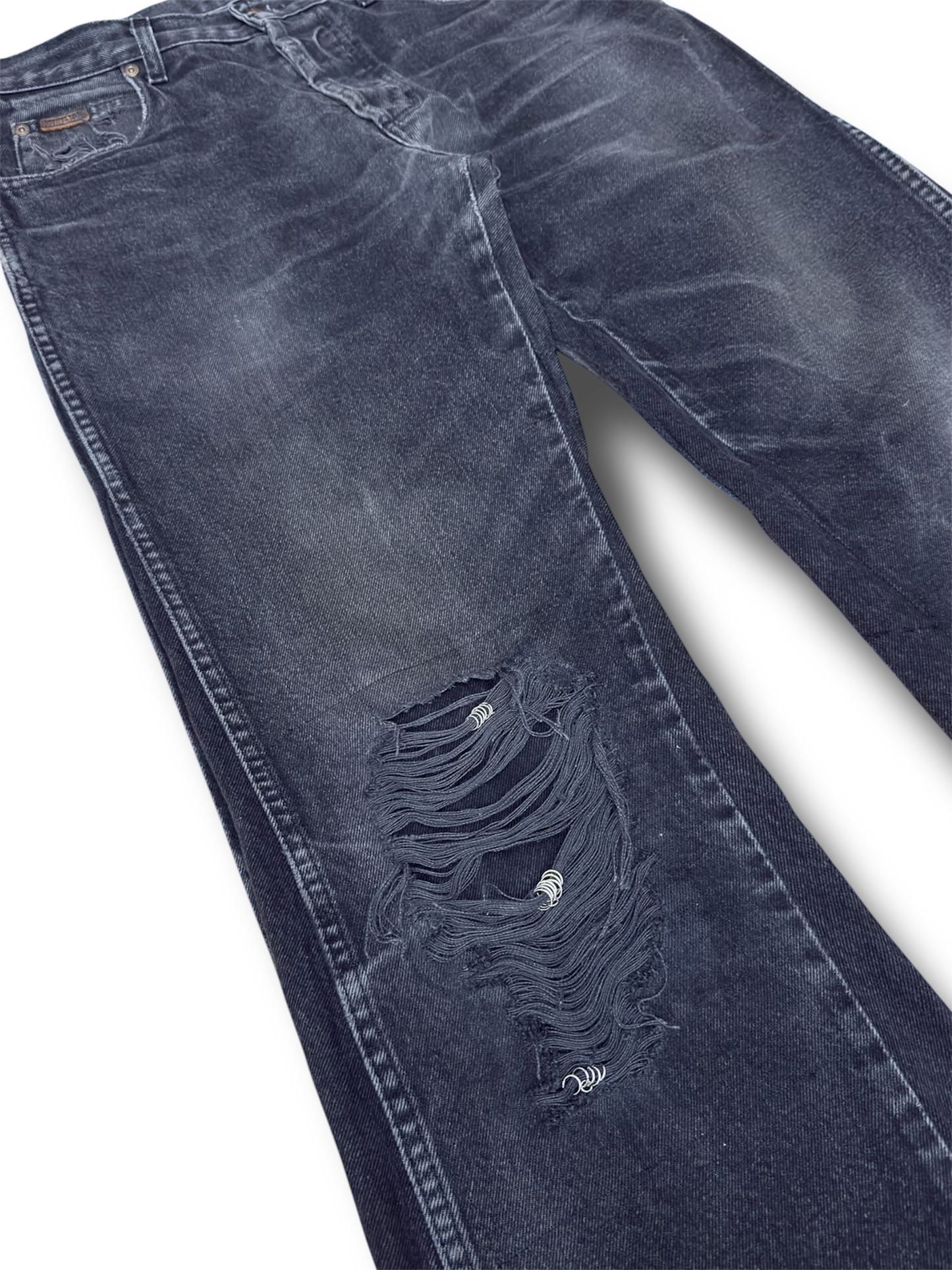 Black Pierced Flared Denim