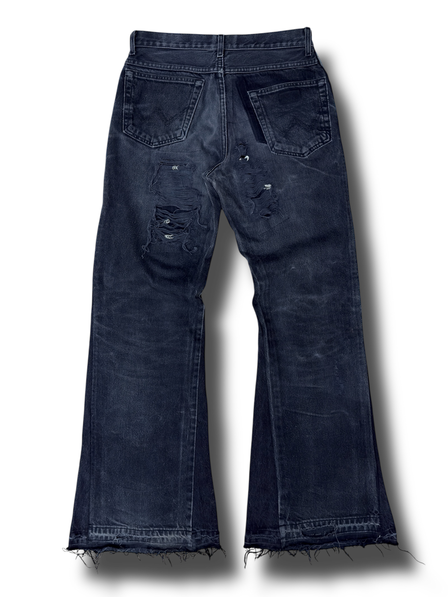 Black Pierced Flared Denim