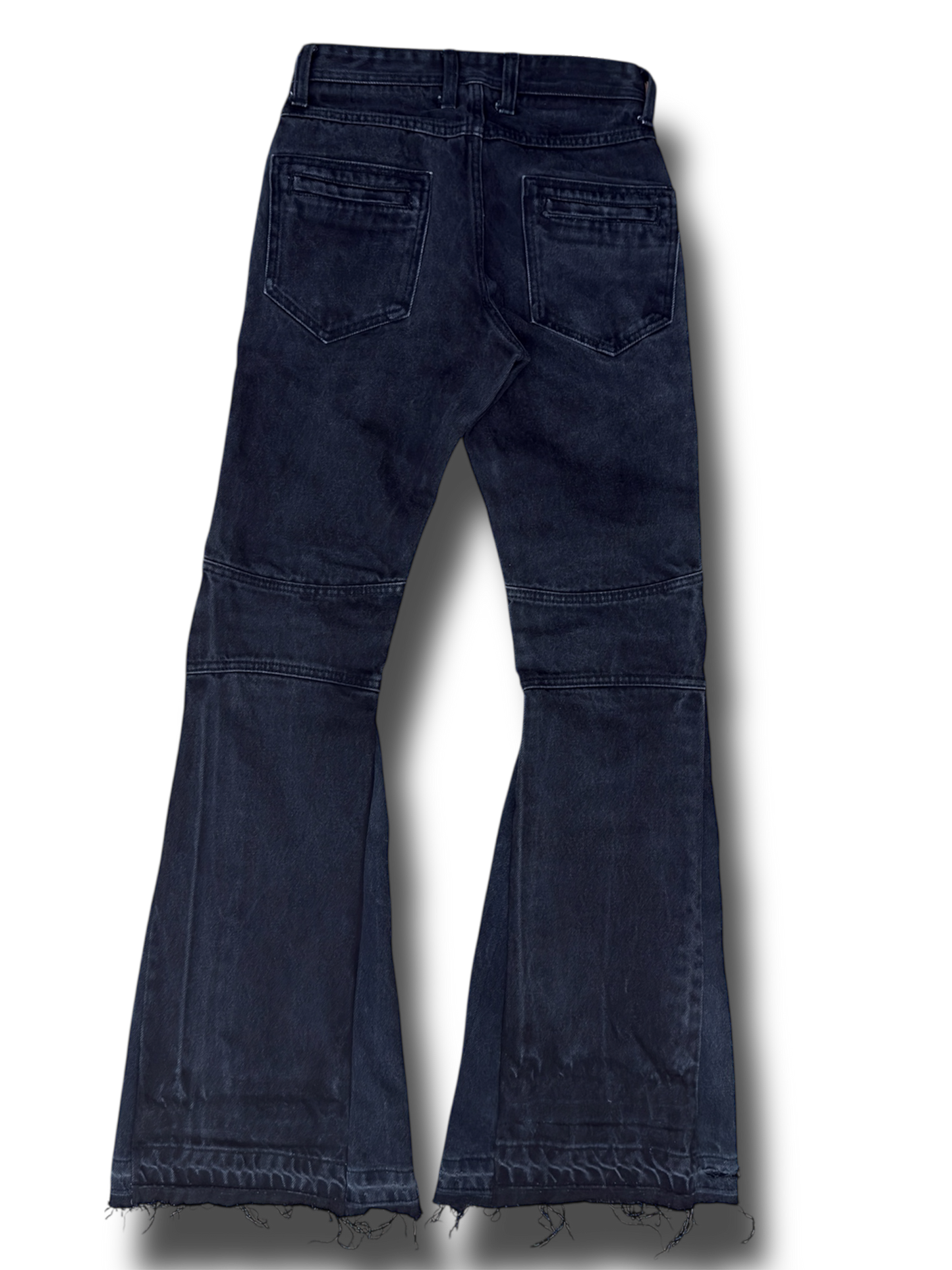 Black Biker Flared Denim
