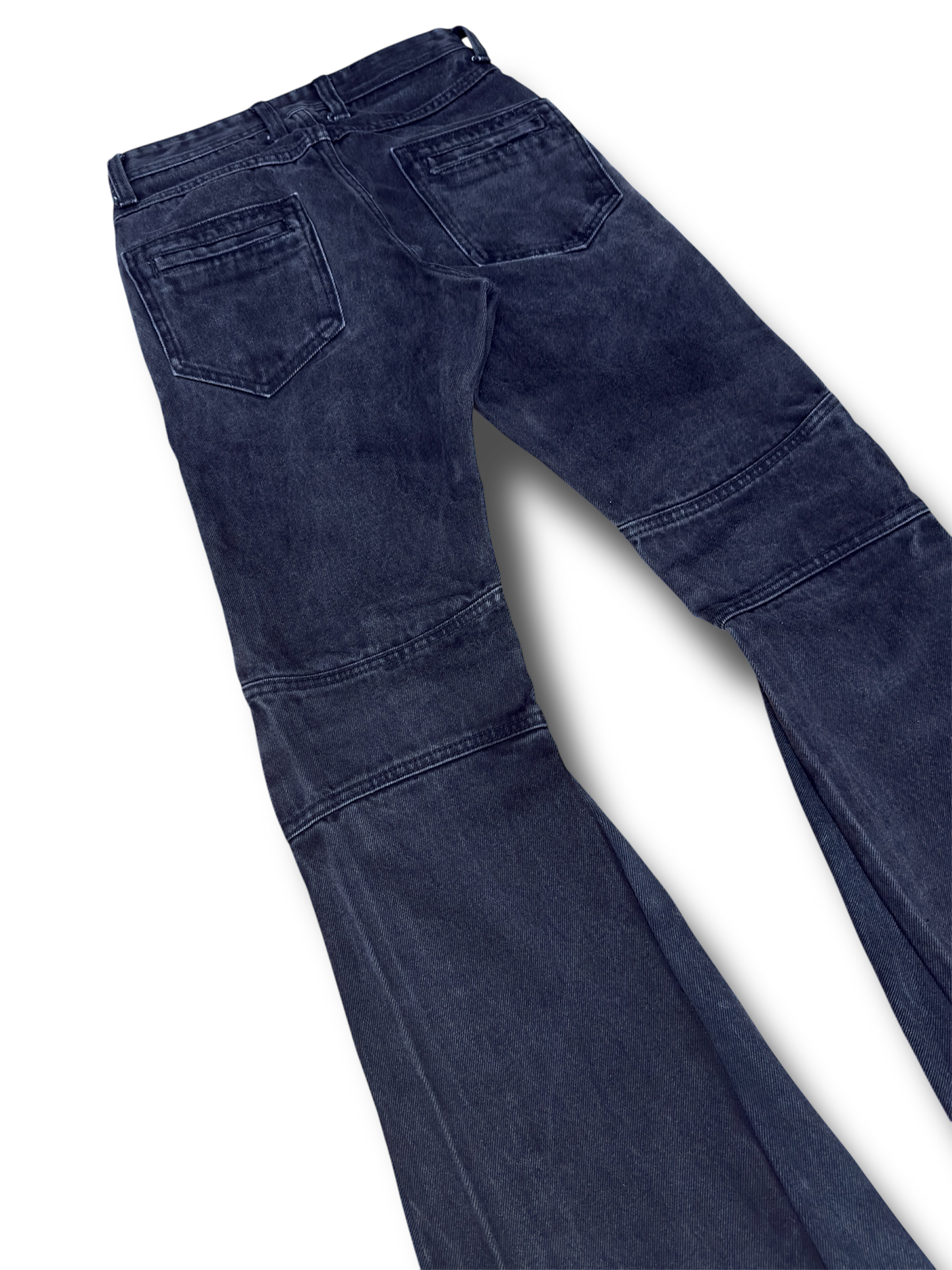 Black Biker Flared Denim