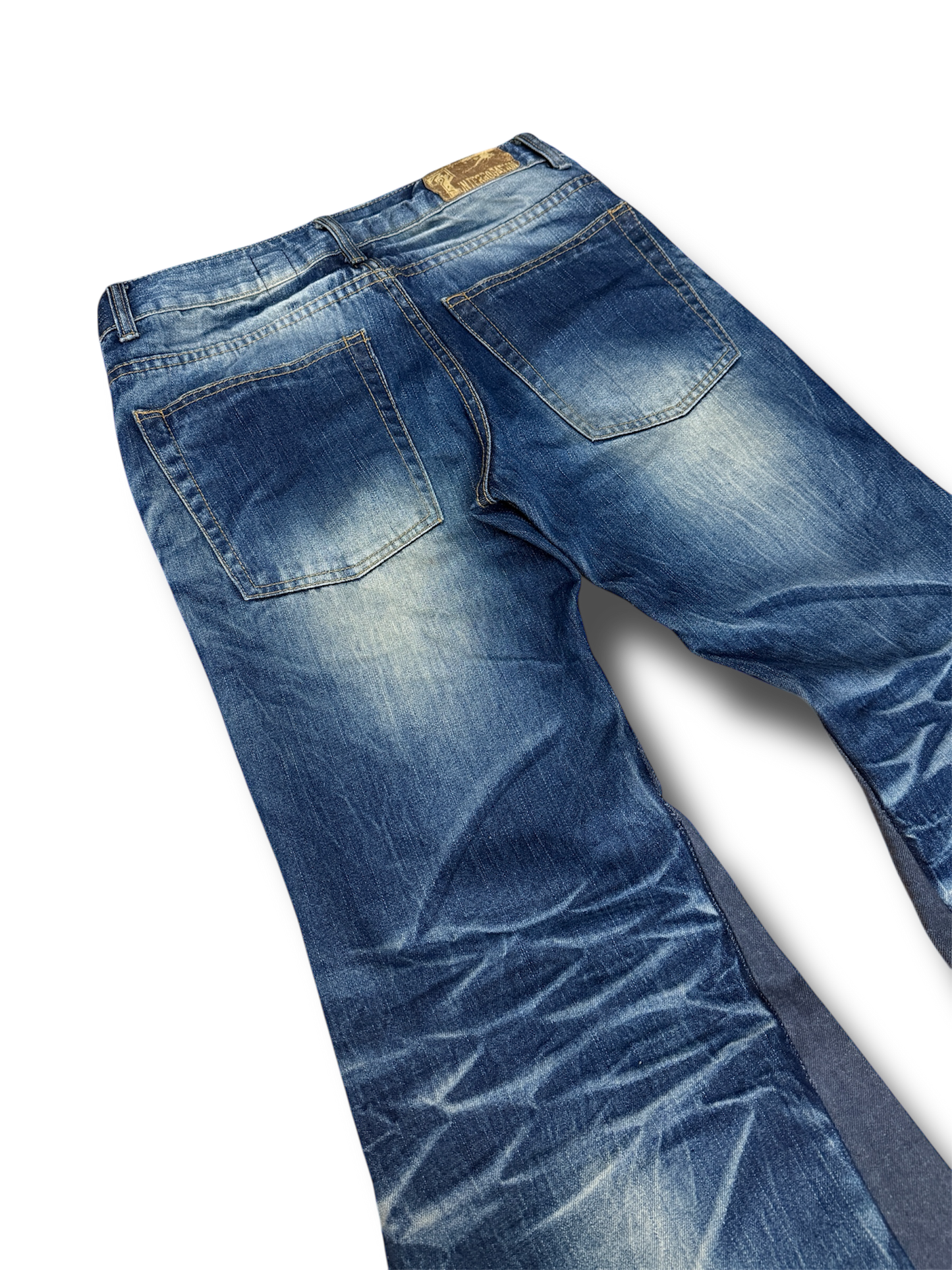 Blue Honeycomb Flared Denim