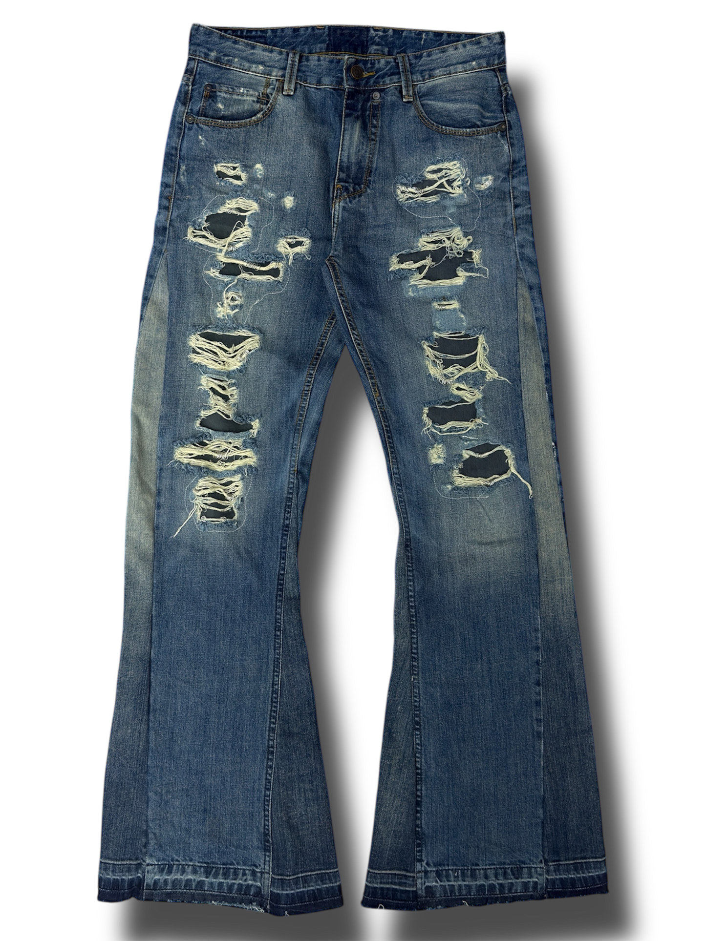 Baby Blue Washed Flared Denim